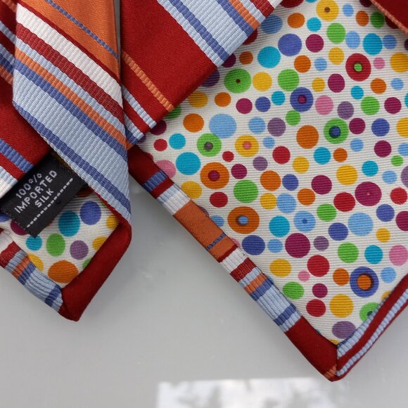 City of London Neck Tie 100% Silk Rep Stripes and Polka Dots - Picture 10 of 11